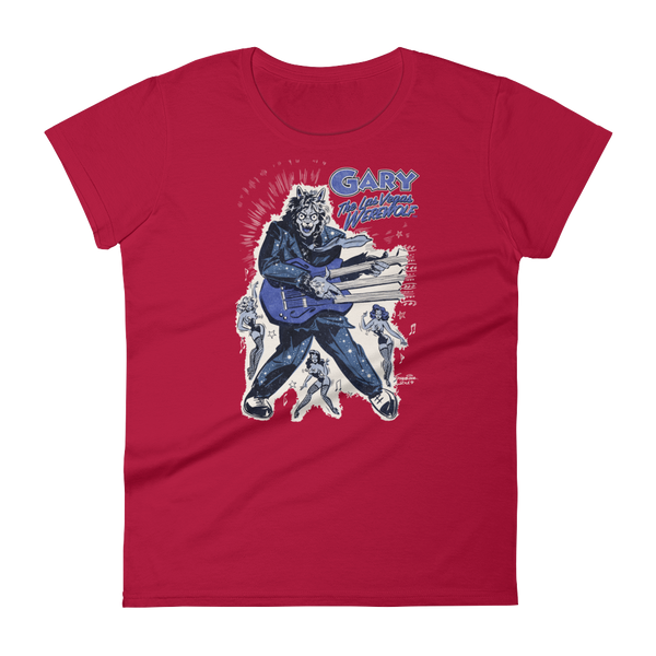 GARY THE WEREWOLF - Blue "Rockin' Gary" Women's Babydoll T-shirt in Various Colors