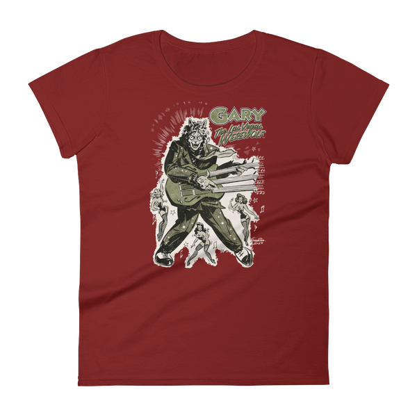 GARY THE WEREWOLF - Olive Green "Rockin' Gary" Women's Babydoll T-shirt in Various Colors