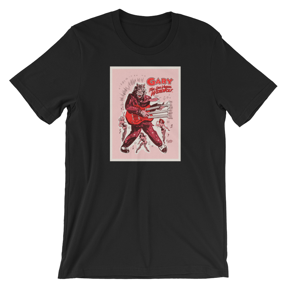 GARY THE WEREWOLF - Pink Original "Rockin’ Gary" T-Shirt in Black