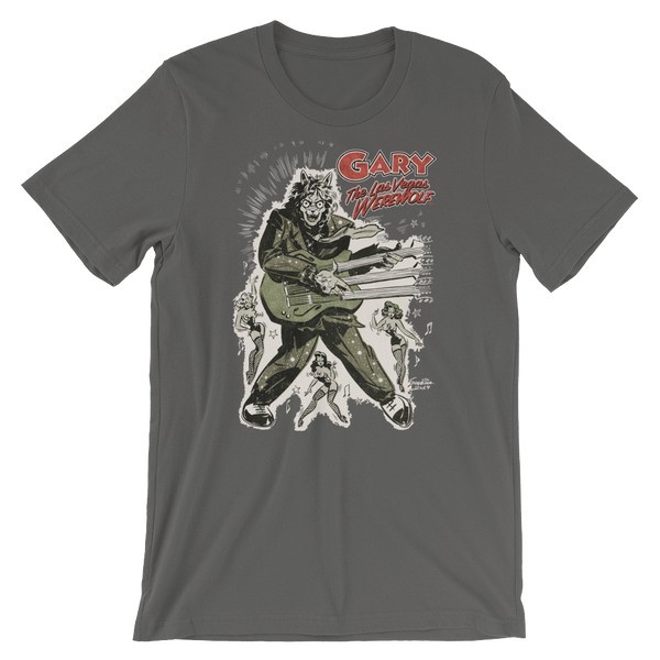 GARY THE WEREWOLF - Olive Green/Red "Rockin' Gary" T-shirt in Various Colors