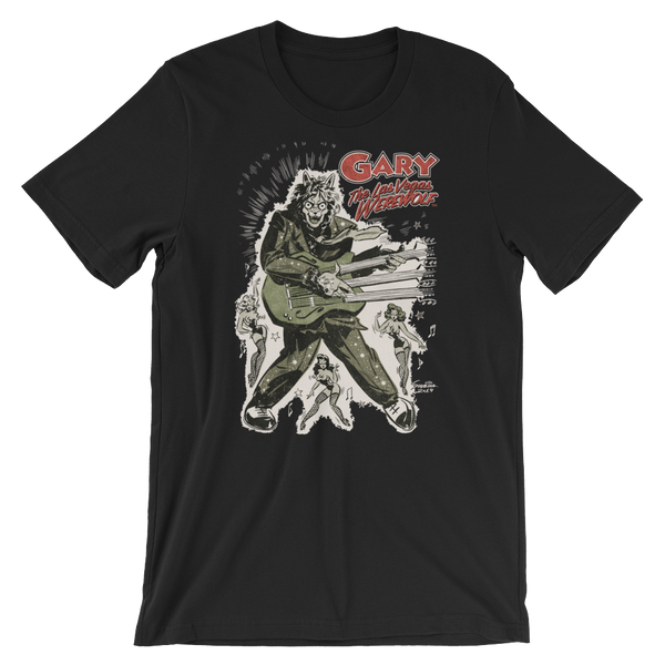 GARY THE WEREWOLF - Olive Green/Red "Rockin' Gary" T-shirt in Various Colors