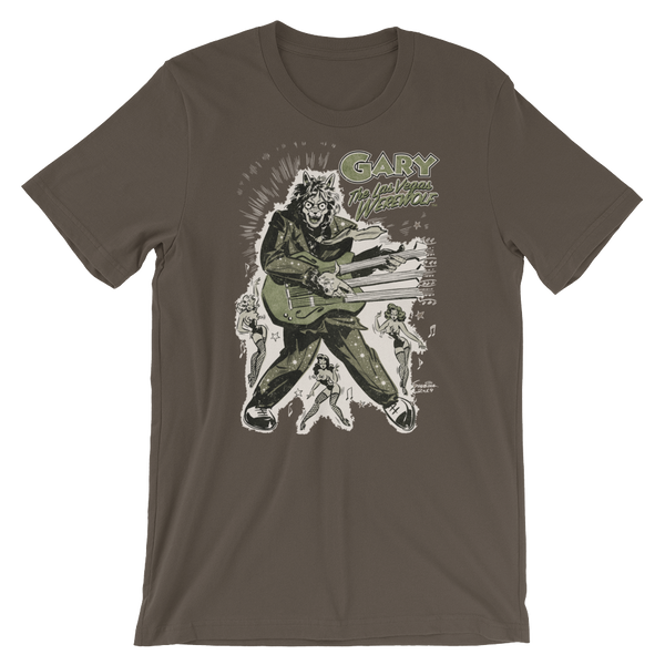 GARY THE WEREWOLF - Olive Green "Rockin' Gary" T-shirt in Various Colors