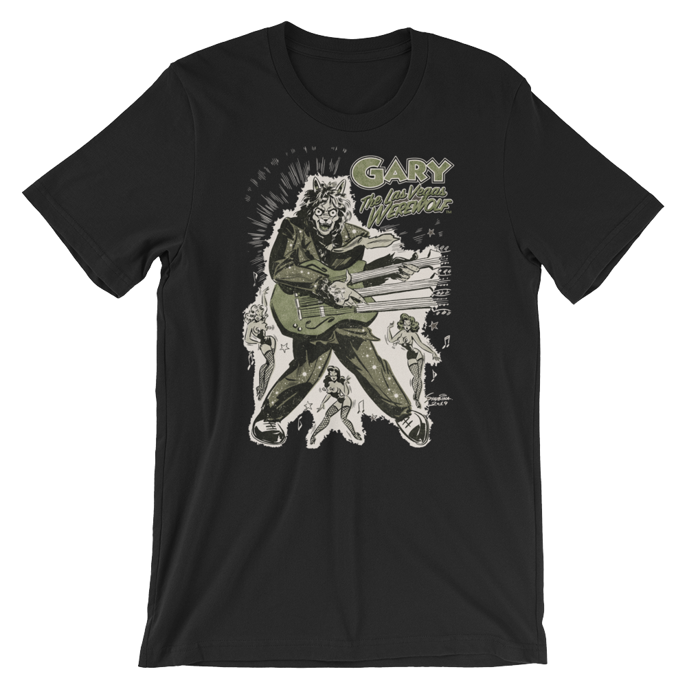 GARY THE WEREWOLF - Olive Green "Rockin' Gary" T-shirt in Various Colors