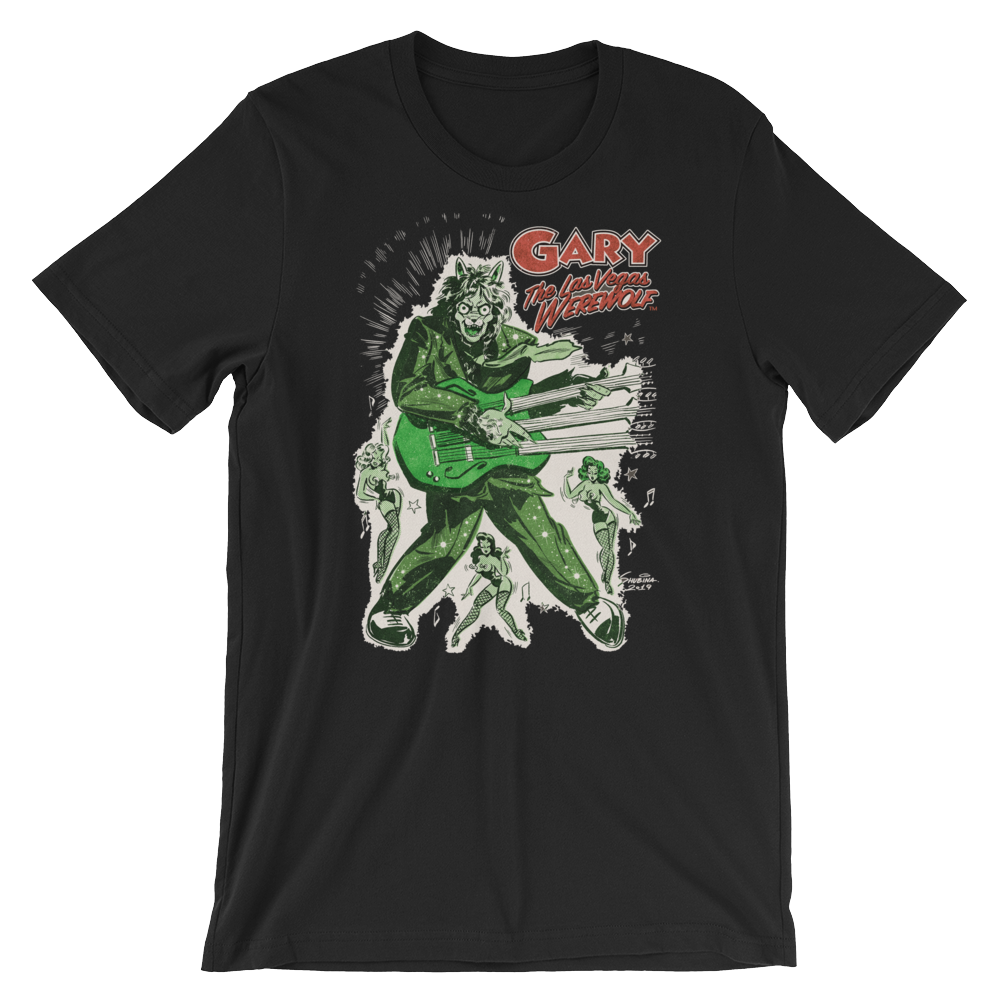 GARY THE WEREWOLF - Bright Green "Rockin' Gary" T-shirt in Various Colors