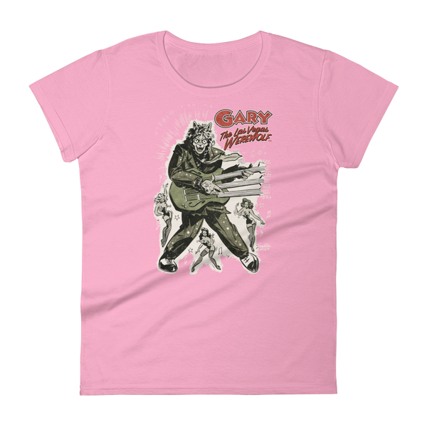 GARY THE WEREWOLF - Olive Green/Red "Rockin' Gary" Women's Babydoll T-shirt in Various Colors