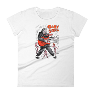 GARY THE WEREWOLF - Black/White/Red "Rockin' Gary" Women's Babydoll T-shirt in White