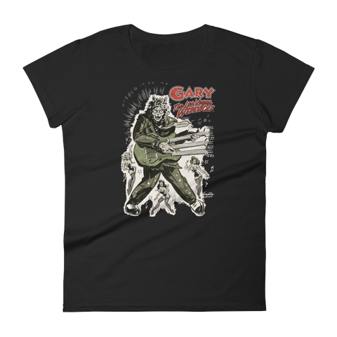 GARY THE WEREWOLF - Olive Green/Red "Rockin' Gary" Women's Babydoll T-shirt in Various Colors