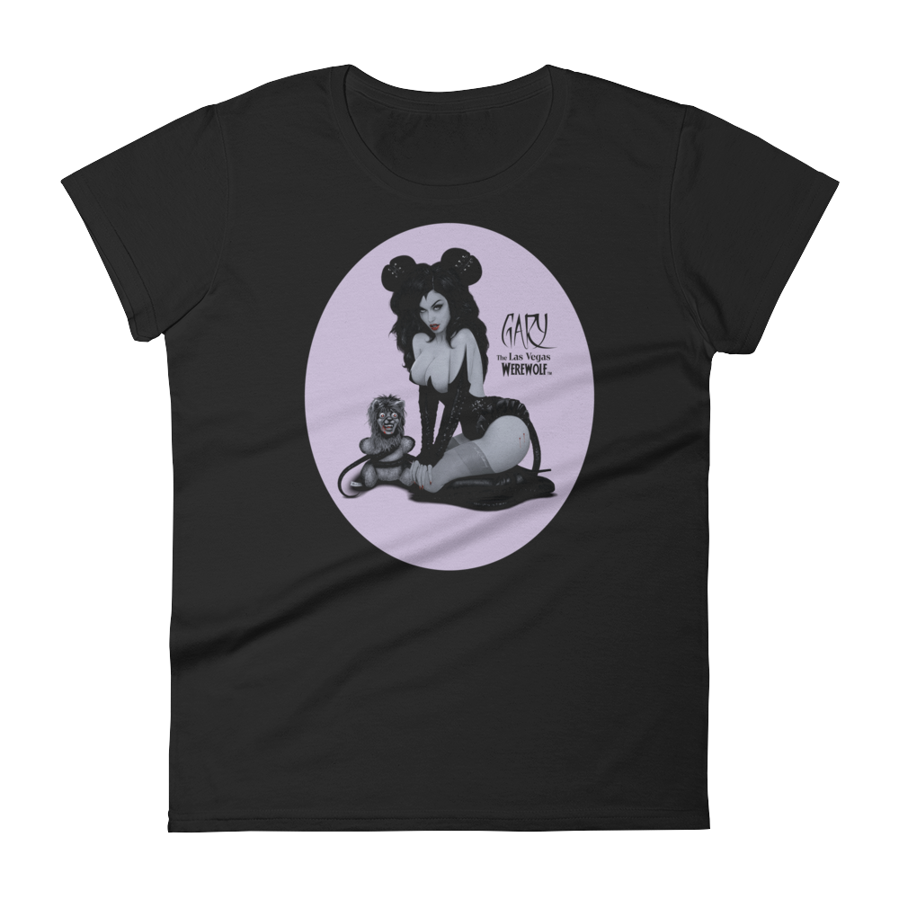 MADD ANTHONY/GARY THE WEREWOLF - Blue/Violet "Mistress Mouse" Women's Babydoll T-shirt in Black