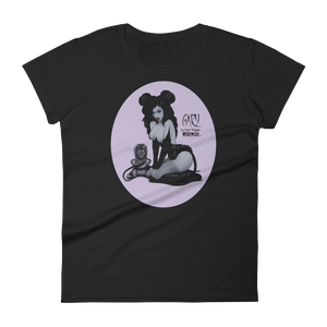 MADD ANTHONY/GARY THE WEREWOLF - Blue/Violet "Mistress Mouse" Women's Babydoll T-shirt in Black