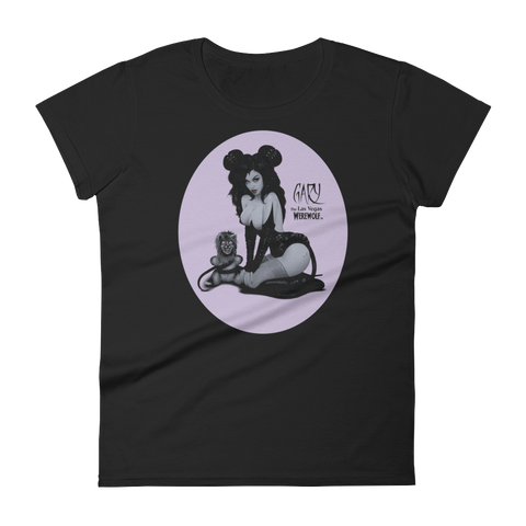 MADD ANTHONY/GARY THE WEREWOLF - Blue/Violet "Mistress Mouse" Women's Babydoll T-shirt in Black