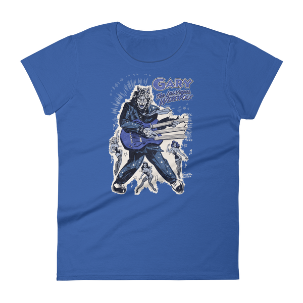 GARY THE WEREWOLF - Blue "Rockin' Gary" Women's Babydoll T-shirt in Various Colors