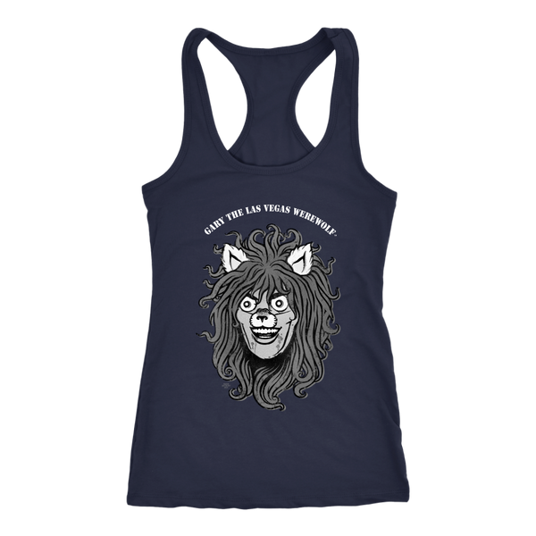 GARY THE WEREWOLF - B&W Gary Face Logo - Racerback Tank Top in Dark Colors