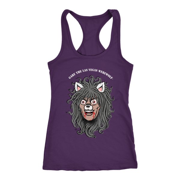 GARY THE WEREWOLF - Orig. Gary Face Logo - Racerback Tank Top in Dark Colors