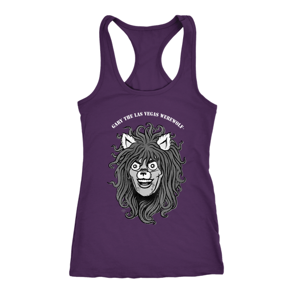 GARY THE WEREWOLF - B&W Gary Face Logo - Racerback Tank Top in Dark Colors