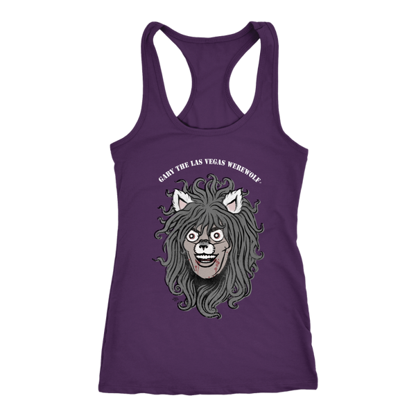 GARY THE WEREWOLF - Faded Gary Face Logo - Racerback Tank Top in Dark Colors