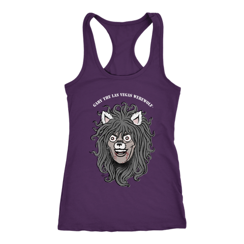 GARY THE WEREWOLF - Faded Gary Face Logo - Racerback Tank Top in Dark Colors