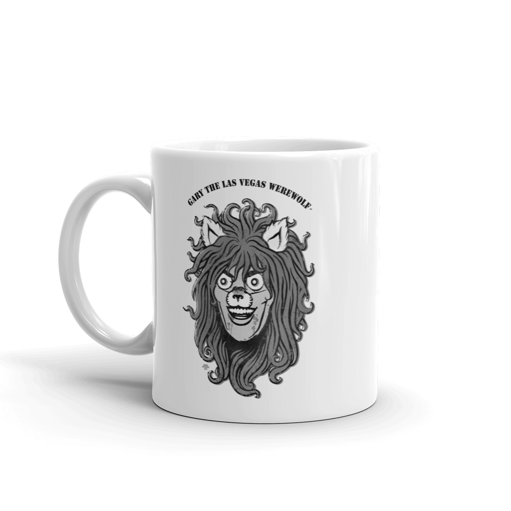 GARY THE WEREWOLF - B&W Gary Face Logo - White Mug