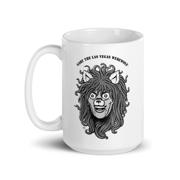 GARY THE WEREWOLF - B&W Gary Face Logo - White Mug