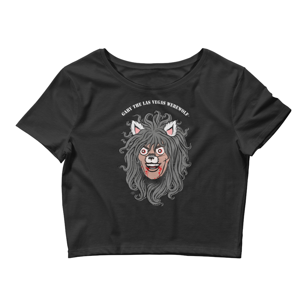 GARY THE WEREWOLF - Orig. Gary Face Logo - Women’s Crop Tee in Black