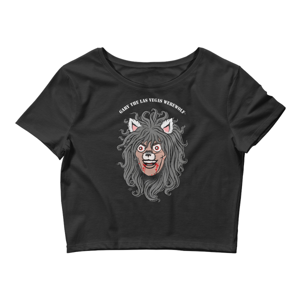 GARY THE WEREWOLF - Orig. Gary Face Logo - Women’s Crop Tee in Black