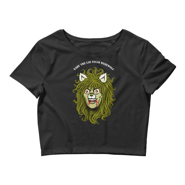 GARY THE WEREWOLF - Monster Green Gary Face Logo - Crop Tee in Black