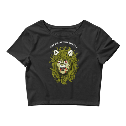 GARY THE WEREWOLF - Monster Green Gary Face Logo - Crop Tee in Black