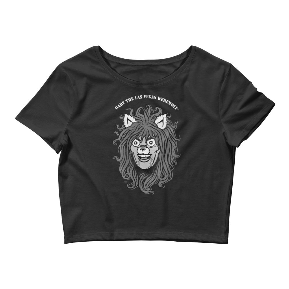 GARY THE WEREWOLF - B&W Gary Face Logo - Crop Tee in Black