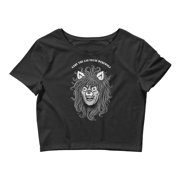 GARY THE WEREWOLF - B&W Gary Face Logo - Crop Tee in Black