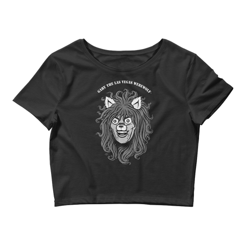 GARY THE WEREWOLF - B&W Gary Face Logo - Crop Tee in Black