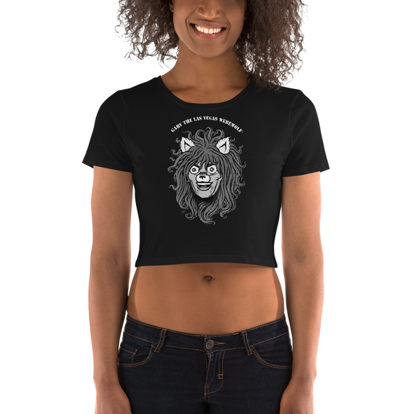 GARY THE WEREWOLF - B&W Gary Face Logo - Crop Tee in Black