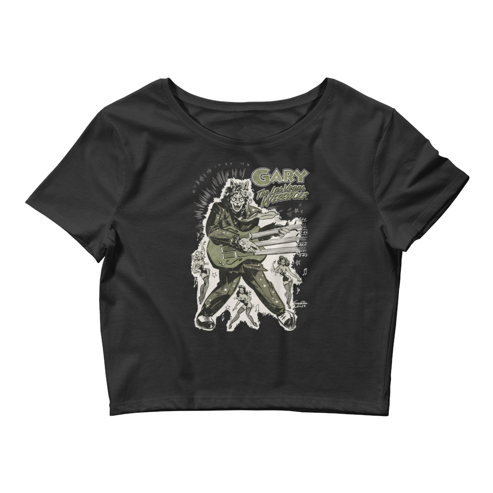 GARY THE WEREWOLF - Olive Green Rockin' Gary - Women’s Crop Tee