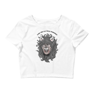 GARY THE WEREWOLF - Faded Gary Face Logo - Crop Tee in White