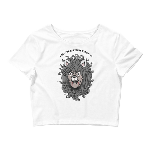 GARY THE WEREWOLF - Faded Gary Face Logo - Crop Tee in White