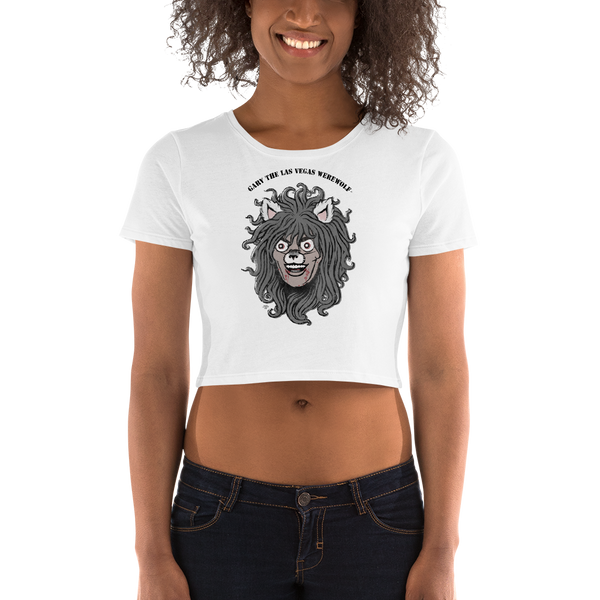 GARY THE WEREWOLF - Faded Gary Face Logo - Crop Tee in White