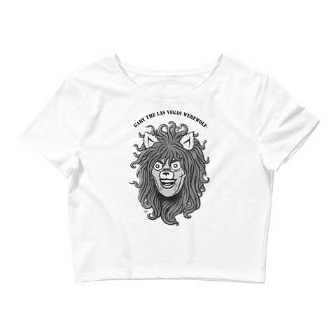 GARY THE WEREWOLF - B&W Gary Face Logo - Crop Tee in White