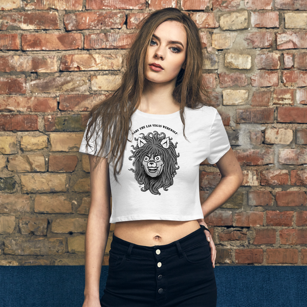 GARY THE WEREWOLF - B&W Gary Face Logo - Crop Tee in White