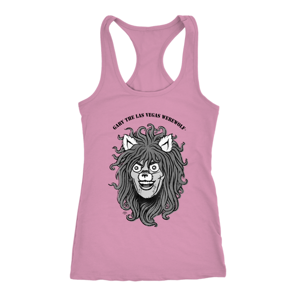 GARY THE WEREWOLF - B&W Gary Face Logo - Racerback Tank Top in Light Colors